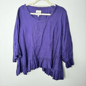 heart's desire by mary grace purple linen blouse size small